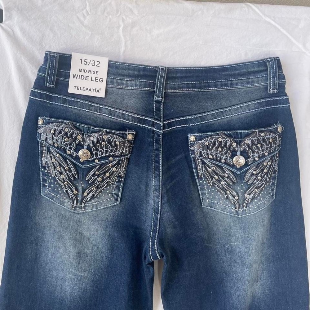Dark jeans rhinestones details - Picture 5 of 6